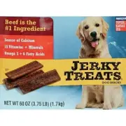 2 Bags of 60 oz Jerky Treats Tender Beef Strips Dog Snacks, Produced in USA