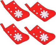 OKUMEYR 4pcs Small Socks Cutlery Bag Christmas Utensil Bags Decorations Stockings Stuffers Party Fluffy Dining Room Table Decor Dining Tabletop Cutlery Bag Tableware Pocket Cloth Red