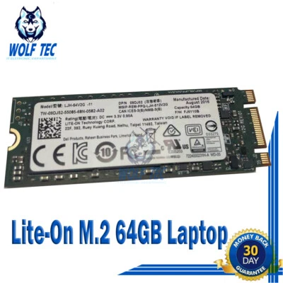 NEW! LJH-64V2G Lite-On M.2 64GB Laptop Solid State Drive Card 9DJ52 2260 SSD