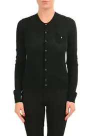 Dsquared2 Women's 100% Wool Black Light Cardigan Sweater Size M XL