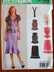 NEW LOOK 6629 MISSES PEPLUM TOP and SKIRT SEWING PATTERN SIZE 6-16
