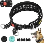 Mayerzon Martingale No Pull Collar for Large Medium Dogs Pitbull German Shepherd Rottweilers, Patented Reflective Anti Pull Dog Walking Collar with Buckle for Training Hiking, Adjustable(XL, Black)
