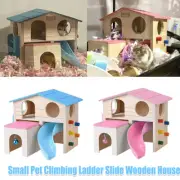 Wooden Luxury Hamster Villa Escape House Pet Nest Home for Small Animals Cage AU