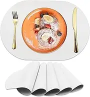 Faux Leather Placemats Set of 6, Durable and Easy to Clean Faux Leather Placemats Ideal for Kitchen, Dining Room, Patio - Heat Resistant and Wipeable Dining Table Mats White 6pcs