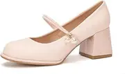[YGJKLIS] Women's Round Toe Ankle Strap 6cm Low Heel Chunky Pumps Satin Close Toe High Heel Comfortable Solid Slip-On Wedding Shoes