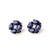 Famous Designer Inspired Blue Flower Stud Earrings
