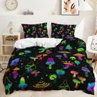 Stars Mushroom Quilt Duvet Doona Cover Bedding Set Single Double Queen King Size