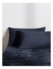 [Dreamaker] Superfine Washed Microfibre King Pillowcase Twin Pack in Navy