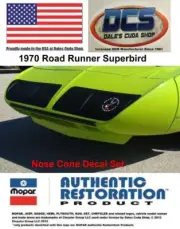 1970 Plymouth Superbird Correct Nose Cone Matt Black Decal Set MoPar New USA