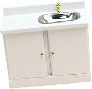Totority Realistic Mini Wash Sink for Dollhouse 1:12 Scale Wooden Decorative Wash Basin Cabinet