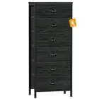 Tall Dresser with 6 Drawers,Vertical Bedside End Table and Chest for Oak Black