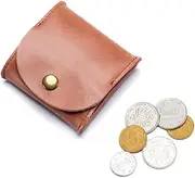 [AXKLBU] Leather Coin Purse Change Pouch Japanese Style Coin Wallet Key Bag for Women Men, Brown, Small, Japanese Minimalism Style