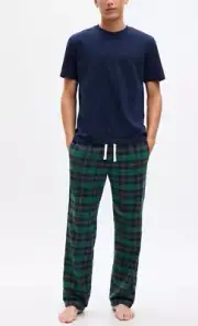 GAP Mens Size XXL Flannel Pajama PJ Pants Sleep Lounge Navy Green Plaid 2XL