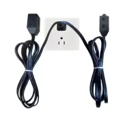 6-Outlets Flat Extension Cord, Double 3-OUTLETS Power 3FT Black 16/2 Twin Cord