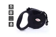 Qttie 8M Long Dog Lead Leash Strong Retractable Extendable Lockable Heavy Duty-Black