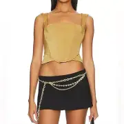 Revolve We Are HAH Knock Out Top in Shroom Stretch Corset Bustier Size XL NWT