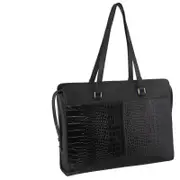 Pierre Cardin Unisex CrocEmbossed Leather Business 15" Laptop Computer Bag Black