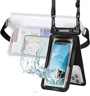 2 Pack Universal Waterproof Phone Pouch IPX8 Waterproof Cellphone Dry Bag Case, Double Pack Design, Underwater for iPhone 16 Pro Max 15 14 13 12 Mini 11 XS, S22 S21, 4-7" Cellphones, White