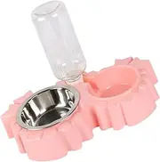 Milisten Double Pet Feeder Bowls with Automatic Water Dispenser Dog and Cat Bowls Detachable Stainless Steel for Food and Water for Indoor Cats Puppies