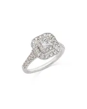 Bloomingdale's Fine Collection Diamond Princess & Round Double Halo Ring in 14K White Gold, 1.0 ct. t. w.