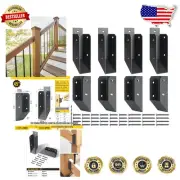 Sturdy 201 Stainless Steel 45° Deck Railing Connectors - 8 pcs Black Brackets