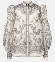 [Zimmermann] Zimmermann Crush Body linen and silk organza blouse AU 6 white