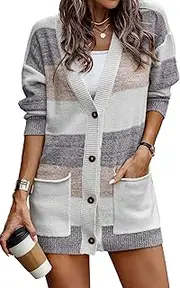 [ECOWISH] Womens Long Sleeve Feather Printed Blouse Patchwork Loose Casual Tunic T-Shirt Tops