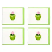 4x Boyle Handmade Paper Quilled 8.5x6.4cm Mini Greeting Card Rose Cupcake