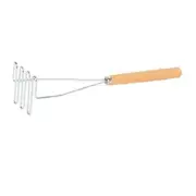 Thunder Group 18" Stainless Steel Square Face Potato Masher w/ Wood Handle