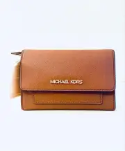 MICHAEL KORS (MK) Jet Set MD 2 in 1 Wallet 38R3GJ6D6L Luggage Brown MSRP $128
