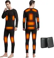 [IMYOGI] Cozy Electric Heated Underwear Shirt and Pant, 16 Areas Heating USB Battery Power Thermal Long Johns Set for Outdoor Sport