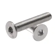 Hex Socket Flat Countersunk Head Bolts Screws, M6 x 40mm 100pcs, 304 Stainless Steel Metric Hexagon Coarse Threaded Machine Fully Thread Allen SUS