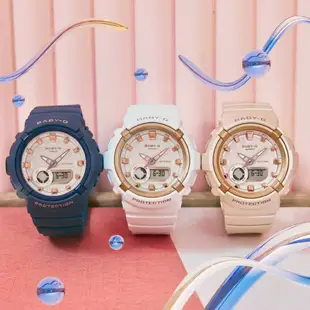 CASIO 卡西歐 BABY-G 多層次 珍珠光 金屬時標雙顯錶-深藍色 BGA-280BA-2A 防水100米