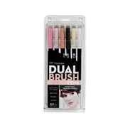 6pc Tombow Dual Brush/Fine Pen Marker Water-Based Sketching/Drawing Set Portrait