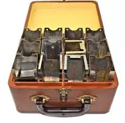 Vintage Box with 12 Steel Slide Projector Tray Magazine Cartridges 30 Slide