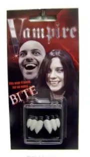 PROFESSIONAL THREE TOOTH VAMPIRE FANGS real looking teeth JN115 fake vampires