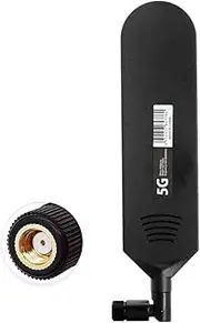 Vecys 4G LTE Antenna RP SMA Male Plug 42dBi 4G/5G High Gain Omnidirectional Glue Stick Antenna 600-6000 MHz (Black, 1 PCS)