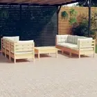 7 Pcs Garden Lounge Sofa Set With Cushions Pinewood Outdoor Modular Furniture