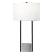 27" Gray and Black Concrete Table Lamp With White Drum Shade