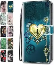 Leather Phone Case for iPhone 7 Plus 8 Plus 6S Plus 6 Plus Pattern Floral Hearts Butterfly Design Flip Wallet Cover for Girls Boys - Golden Hearts