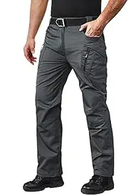 [MAGCOMSEN] Men's Tactical Pants with 9 Pockets Rip-Stop Lightweight Work Hiking Pants, Grey, 38