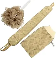 HONITANO 1 Set Shower Towel Long Back Scrubber Bath Sponge Gentle Textured Bathing Accessories for Easy Cleaning and Massage for Home Travel