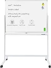 HAND IN HAND Mobile Whiteboard 1180x890mm, Free Standing Double Sided Magnetic Dry Erase Board, 360° Rolling White Board with Stands on Wheels for Home Office Classroom