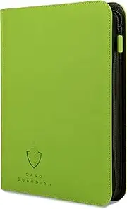 Card Guardian - 9 Pocket Premium Binder with Zipper for 360 Cards - Side Loading Pockets for Trading Card Games TCG (Lime Green)