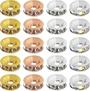 [SG Store] 300PCS Rondelle Spacer Beads Shiny Rhinestone Loose Round Beads for Bracelet Necklace Earring Jewelry Making Decorations 6mm 4 Colours