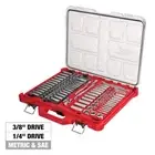 3/8in & 1/4in Drive SAE/Metric Ratchet and Socket Set Packout Case 106 Piece