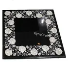 Square Marble Coffee Table Top Shiny Gemstone OVerlay Work Office Side Table