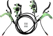 Hydraulic Mountain E-Bike Disc Brake Set, Double Piston Power-Off Oil Brake Kit, All-Aluminum CNC Caliper Body Left Front 890mm Right Rear 1570mm(Green)