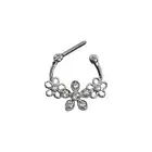 Triple Flower Design CZ Septum Nose Ring Clicker Surgical Steel 16g