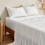Serene 400TC Bamboo Cotton Sateen Sheet Set White - Single Bed